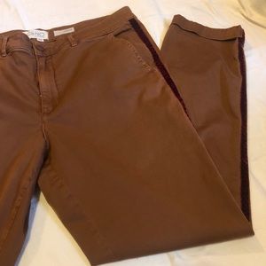 Anthropologie Relaxed Chinos with Velvet Stripe